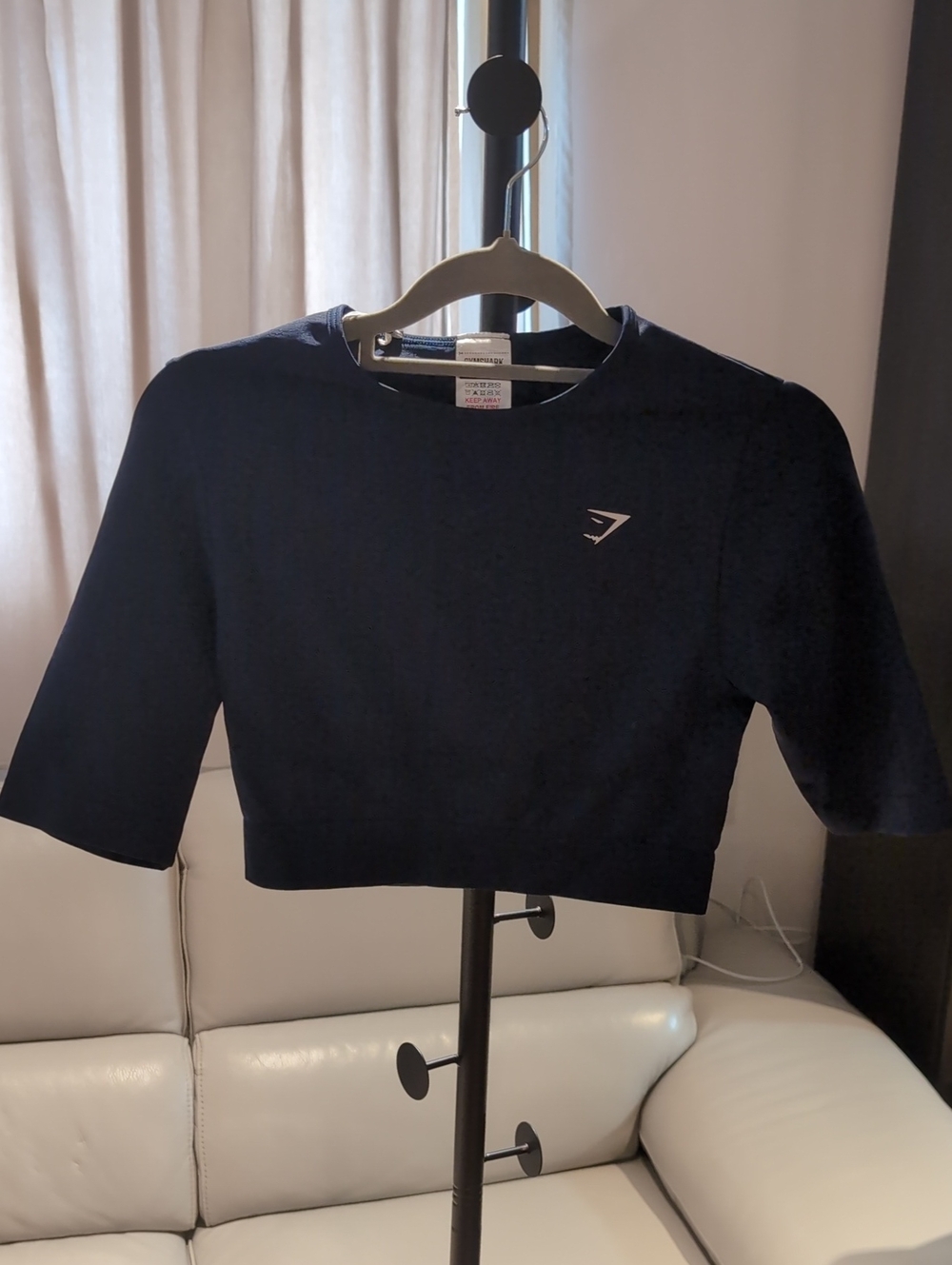 Gymshark Navy Cropped Sweatshirt with White Logo
